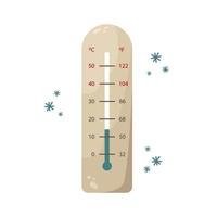 Vector illustration of a room thermometer. Low room temperature. Heating season.