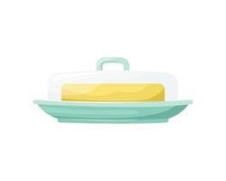 Vector illustration of a butter dish. Classic tableware.