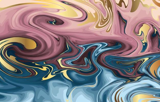 Abstract Inkspace Pattern in Deep Pastel and Gold
