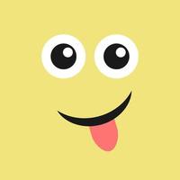 Smile face with tongue sticking out on color background. Vector illustration