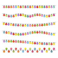 Garland with multi-colored light bulbs on a white background. Vector illustration.