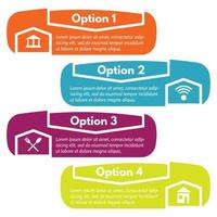 Four elements of infographic design with icons. Step by step infographic design template. Vector illustration