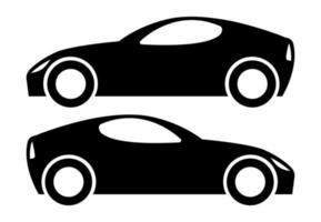 Two black car silhouettes on a white background. Vector illustration.
