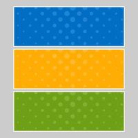 Set of multi colored pop art banners. Halftone comic template with place for your text for design. Vector illustration