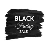 Black friday sale banner. White text on dark grunge brush stroke. Vector illustration