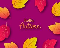 Autumn background with autumn yellow leaves and place for text. Design for fall season banner or poster. Vector illustration