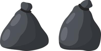 Black trash bag and trash. Cartoon flat illustration. Plastic packaging. Processing of wastes. problem of ecology and junk vector