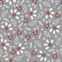 Winter seamless pattern with holly berries and snowflakes. Christmas backgrounds. vector