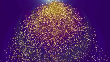 Abstract glowing purple background with golden particles video