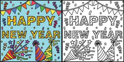 New Year Banner and Party Hat Illustration vector