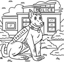 pagina para colorear de perro policia para niños vector