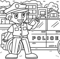 Policeman Coloring Page for Kids vector