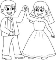 Wedding Groom And Bride Dancing Isolated Coloring vector