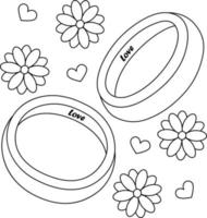 Wedding Rings Coloring Page for Kids vector