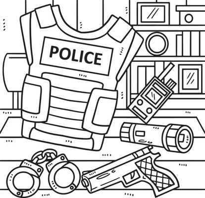 Police Station Isolated Coloring Page for Kids 12902481 Vector Art at  Vecteezy