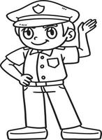 Policeman Isolated Coloring Page for Kids vector