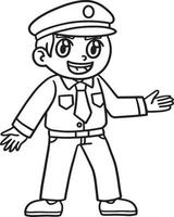 Policeman Isolated Coloring Page for Kids vector