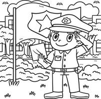 Saluting Police Officer Coloring Page for Kids vector