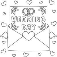 carta del día de la boda página para colorear para niños vector