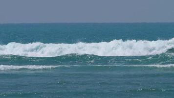 vagues sur les récifs coralliens près de la plage de mai khao, phuket, thaïlande video