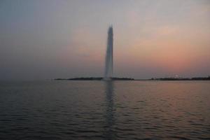 A beautiful and colorful sunset on the Jeddah Corniche. photo