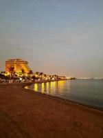 A beautiful and colorful sunset on the Jeddah Corniche. photo