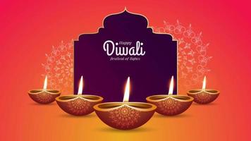 appy diwali traditional festival celebration background with diya vector video