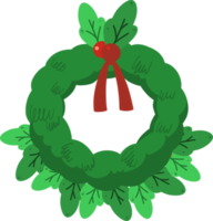 Funny Christmas Wreath Hand Drawn Flat Illustration png