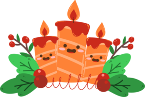 vela de navidad divertida dibujada a mano ilustración plana png