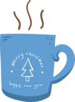 Cute merry christmas mug flat doodle illustration. png