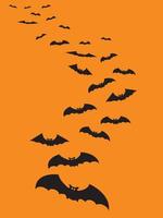 Halloween flying bats orange background vector