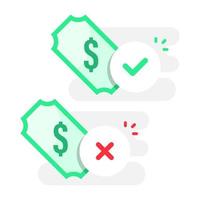 Payment failed and payment successful flat design icon, sign, symbol, illustration vector eps10. modern style graphic element for infographic, landing page, empty state app or web ui