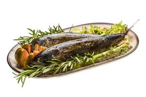 Roasted Mackerel on white photo