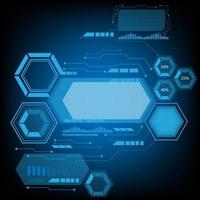 esquema de carga de hud futurista de tecnología de vector de marco hexagonal azul, diseño de forma geométrica moderna para producto premium