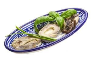 Herring fillet in a bowl on white background photo