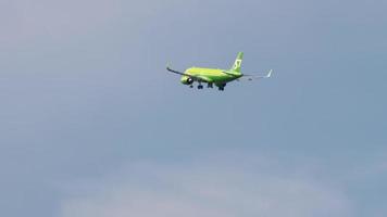 NOVOSIBIRSK, RUSSIAN FEDERATION JUNE 27, 2021 - S7 Airlines deploy landing gear and ready to land video