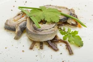 Herring fillet on the plate photo