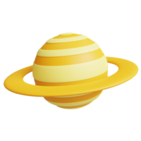 Stylized 3D Saturn Surface Illustration. Highly Rendered Cartoon 3D Planet Saturn, Suitable for Landing Page or Mobile App UI Design png