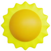 illustration 3d stylisée du soleil flamboyant. soleil de dessin animé 3d hautement rendu, adapté à la conception d'interface utilisateur de page de destination ou d'application mobile png