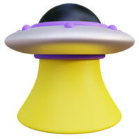 ufo leggero fascio 3d illustrazione. altamente reso alieno navicella spaziale 3d illustrazione, adatto per atterraggio pagina o mobile App design png