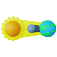 Ilustración infográfica del eclipse solar 3d. ilustración 3d de eclipse solar de dibujos animados estilizados altamente renderizados, adecuado para la educación científica png