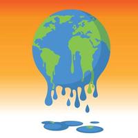 Global warming, climate change - world illustration, Graphic illustration of a melting earth. Vector