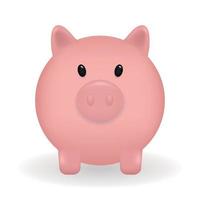 3d piggy bank isolated on white background. Full face. Vector illustration
