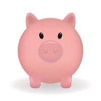 3d piggy bank isolated on white background. Full face. Vector illustration