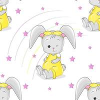 seamless pattern with cute bunny vector