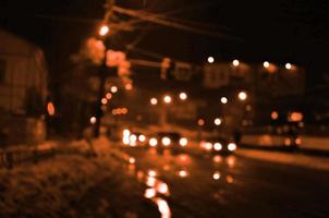 paisaje borroso de la ciudad de noche foto