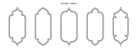 Islamic vector shape of a window or door arch. Arab frame set. Ramadan kareem editable outline icon