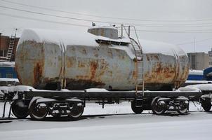 Parts of the snowy freight railcar photo