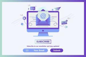 Newsletter and Mail concept illustration. Emailing, Digital marketing. Get in touch, initiate contact, contact us. Email marketing, web chat, 24 hour support. Subscribe concept. vector