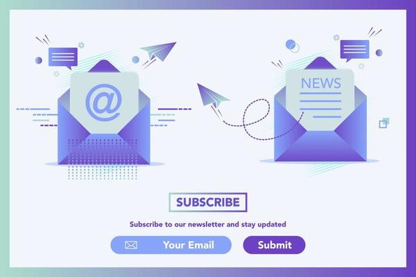 Newsletter and Mail concept illustration. Emailing, Digital marketing. Get in touch, initiate contact, contact us. Email marketing, web chat, 24 hour support. Subscribe concept.